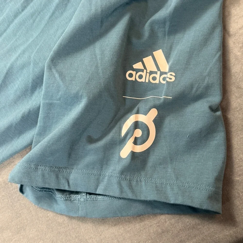 adidas Training x Peloton T-Shirt Mens L Blue Sportswear Athleisure Relaxed Logo